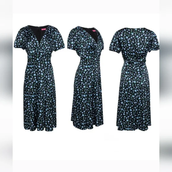 Betsy Johnston Vintage Style Floral Dress - Picture 4 of 10